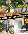 Powerful Cordless Leaf Blower For DeWalt 20V Max Battery, 500 CFM 150 MPH, 5 Speed Modes used in various scenarios