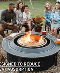 42 Inch Fire Pit Surround Tabletop Shield For Wood Burning Pits with people roasting marshmallows, backyard setup