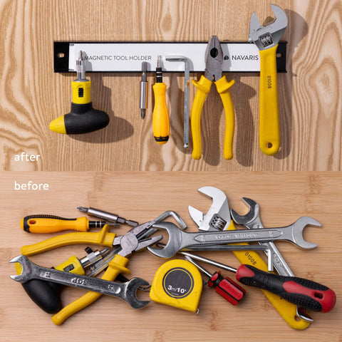 Magnetic Tool Holder Rack Set Of 4 For Garage Wall Mount 12 Inch Heavy Duty Tool Strip With Powerful Magnets Holding Tools