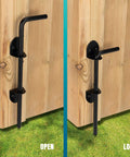 12 Inch Cane Bolt Heavy Duty Drop Rod Gate Stopper Hardware Ground Latch for Wooden Fences Metal Gates Doors black finish