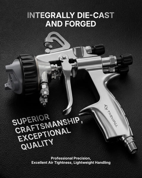 Straight Up Precision Two Component Hvlp Spray Gun One To One Mixing For Lab And Diy Work Compatible With Pressurized Paint Cans, stainless steel build.