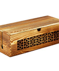 Large Wooden Cable Management Box For Home And Office, durable pine wood box with vented design, sleek desk accessory