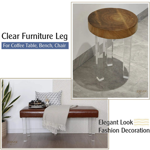 Wood-topped tables with 16 Inch Clear Acrylic Furniture Leg Set Of 4 For Coffee Tables Desks And Benches Modern Transparent Replacement Legs