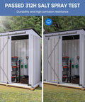 Weatherproof 10Ft Sliding Barn Door Hardware Kit on garden shed, galvanized steel track in outdoor setting, black finish