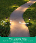 Low Voltage Landscape Pathway Lights 12V 3W 120LM 3000K Seed Glass Orbs illuminating a garden walkway at night, 4 Pack