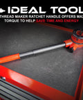 Ratchet Pipe Threader Kit With Galvanized Steel Dies For Threading Metal And PVC Pipes on workbench