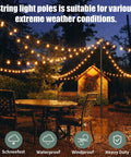 Outdoor String Light Poles 4 Pack 10.5 Foot Tall Metal Poles For Patio Backyard Weddings And Parties Spiral Anchor Design