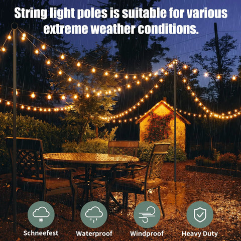 Outdoor String Light Poles 4 Pack 10.5 Foot Tall Metal Poles For Patio Backyard Weddings And Parties Spiral Anchor Design