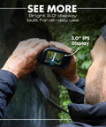 Person using 10x25 Digital Night Vision Monocular With Built In 4K HD Video Camera Black with 3.0 IPS display for observation.