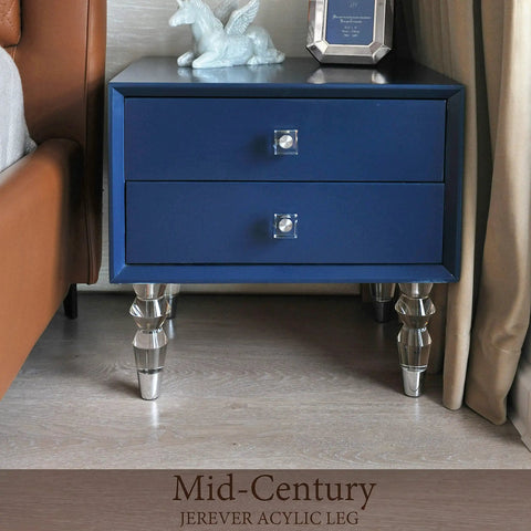 Blue nightstand with 6.9 Inch Clear Acrylic Furniture Legs Set Of 4 Modern Tapered Sofa Cabinet TV Stand Feet With Chrome