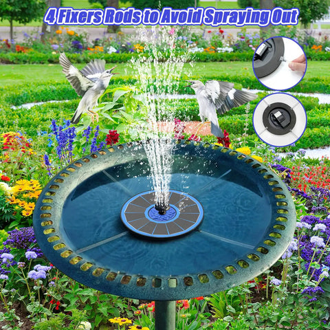 Solar Fountain Upgrade With Three Point Five Watt Solar Power Bird Bath Fountain Kit With Flower Nozzles in garden setting