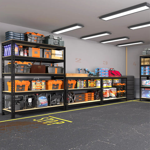 Badass Heavy Duty Garage Shelving Units With Adjustable 5 Tier Metal Storage Racks Tough Steel Frame And Quick Wipe Surface Keeps Your Shop Looking Crisp And Totally Organized Without The Stress