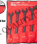 10-Piece SAE Jumbo Combo Wrench Set with Black Oxide Finish in red carrying pouch, heavy-duty heat-treated drop-forged steel