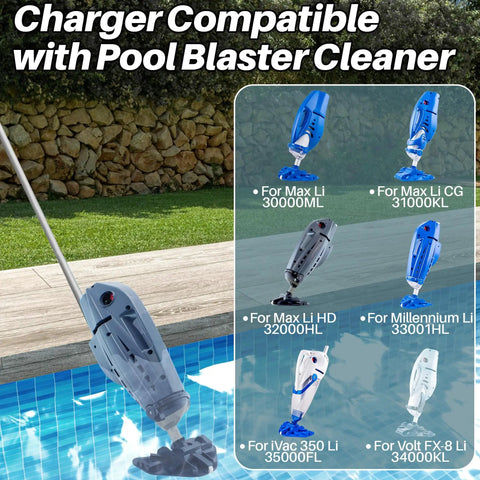 Replacement Charger Cord For Cordless Pool Vacuum Systems, Plug And Play Power Adapter, Compatible With Max Li and Millennium Li