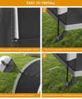 Assembly steps for Oversized Bike Storage Tent For 3 To 4 Bikes, Portable Foldable Garage Garden Shelter with ground pegs