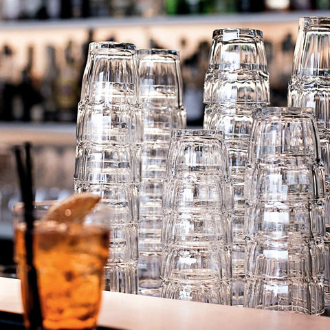 Stackable 12.5oz Glass Tumblers Set Of 6 For Sodas Juices Milk Beer And Spirits Dishwasher Safe Durable Tempered Glass Drinkware