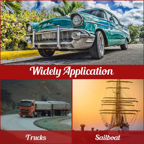 Collage showing classic car, truck, and sailboat emphasizing versatile use of Stainless Steel Boat Snap Kit With 30 Sockets.