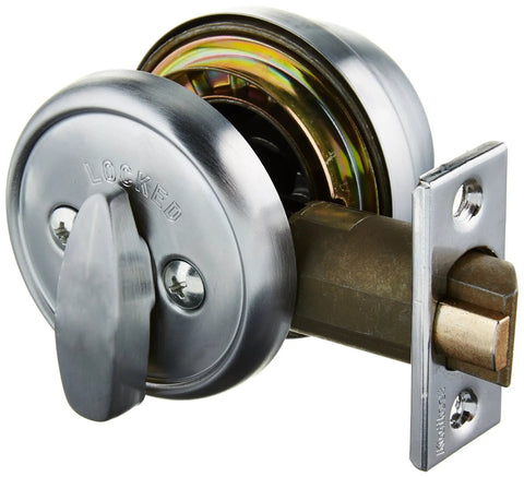 Smart Key Gate Latch Deadbolt For Pool And Home Entry 59 Signature Series, satin chrome finish, side angle view