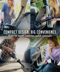 People using Portable Cordless Car Vacuum Tiny But Mighty 4 In 1 Mini Handheld With 19500 Pa Suction in different settings