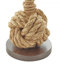 Close-up of knotted base on Jute Rope Table Lamp With Linen Shade Rustic Twisted Rope Accent Lamp For Living Room Cozy Warm Glow Industrial Decor