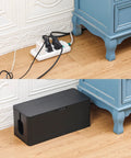 2 Pack Foldable Cable Management Boxes For Big Wires, 13.5 X 6 X 5.5 Inches, ABS Safe Plastic, concealing cords under table