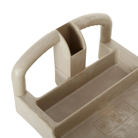 Top view of beige ergonomic handle on Heavy Duty Two Shelf Utility Cart With Lipped Shelves And Ergonomic Handle, 500 Lb Capacity
