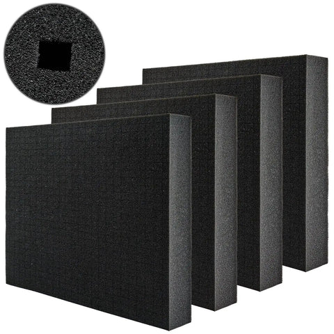 Four Pack Gun Case Foam Inserts Precut Black Foam Padding 16 By 12 By 2 Inch With Precisely Scored Grids For Easy Custom Compartments Protect Firearms Electronics Tools And Gear With Dope Shock Absorption.