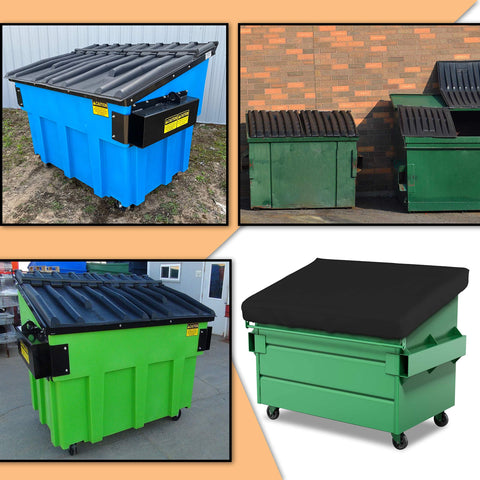 Heavy Duty Dumpster Cover Waterproof 12 Oz Material With No Fuss Elastic Corner Edges Keeps Trash Can Top Safe From Rain Snow Sun And Dirt Dimensions 48 By 36 By 6 Inches 100 Percent Weather Resistant Patio Cover With Logo Customization