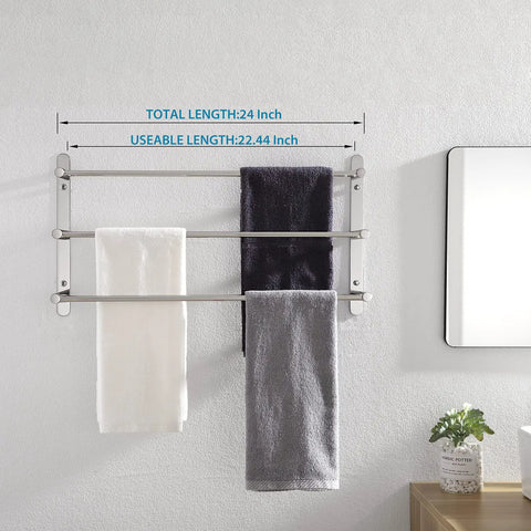 Stainless Steel 3-Tier Ladder Towel Rack With Wall Mount In Polished Chrome, Rustproof, Durable Towels Shelves And Bars