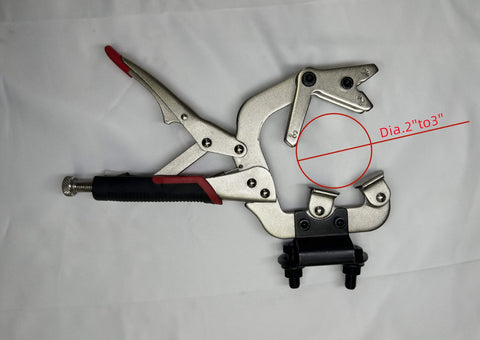 Beefy 10 Inch Locking Welding Clamp With Swivel V Type Pads And Installing Support for table mount, handheld or benchtop use