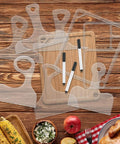 Eight Piece Router Templates Set For Woodworking And Charcuterie Boards, Six Charcuterie Board Templates, Two Tray Templates, And Three Pens