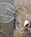 Full Size Beach Scoop Shovel And Sifter Tool For Beachcombing, Adjustable Sea Glass Seashells And Shark Teeth Finder, Pink 4 Inch Basket