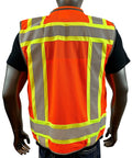 Two Tone Class 2 Heavy Woven Hi Viz Engineer Jacket back view, 300D Oxford front, polyester mesh back, 3M 8712 reflective tape