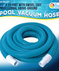 Pro Grade 1-1/2 Inch By 25 Foot Above Ground Pool Vacuum Hose With Swivel Cuff Removable Cuff Cut To Fit Heavy Duty Flexible PE Construction Kink Resistant