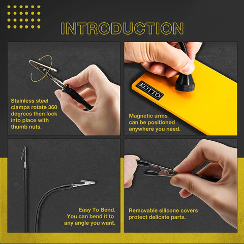 2 Pack Magnetic Flexible Gooseneck Metal Arms With Alligator Clips For Helping Hands Third Hand Tool features and uses