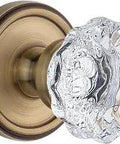 Georgetown Rosette With Fontainebleau Crystal Knob Passage Door Hardware Two And Three Eighths Inch Backset Vintage Brass Finish