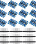 Array of 12 Four Channel Bidirectional Logic Level Shifter Module 3.3V To 5V and 5V To 3.3V with pin headers visible