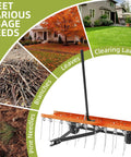 40 Inch Orange Tow Behind Dethatcher With 24 Spring Steel Tines For Removing Thatch Leaves And Needles From Large Lawns Heavy Duty Pull Behind Lawn Rake For Outdoor Yard Care And Garden Farm Use