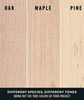 Premium Antique White Oil Based Wood Stain Spray Hits Intricate Corners And Gap Lines Super Fast Without Any Drama While Leaving A Slick Velvet Finish on oak, maple, and pine wood samples.