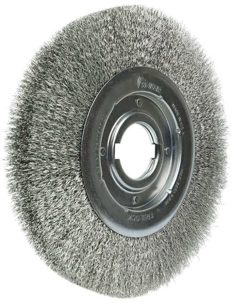 10 Inch Medium Face Crimped Wire Wheel With 2 Inch Arbor For Grinders Stainless Fill Made In USA Great For Light Cleaning Deburring