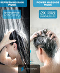Woman enjoying High Pressure Handheld Shower Head With 6 Wide Angle Face And 6 Spray Modes, showcasing rain and massage modes.