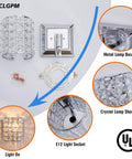 Crystal Wall Sconce Set of Two Modern Chrome Finish Wall Lamps with Crystal Accents for a Slick Vibe 1 Light for Living Room Bedroom