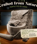 Unpolished Granite Mortar And Pestle Set One And A Half Cup Capacity Heavy Duty Stone Grinding Tool displayed with granite texture