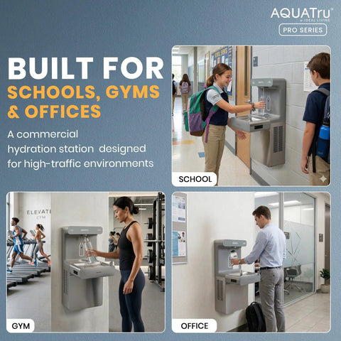 Wall Mounted Water Dispenser With Touch Free Sensor High Capacity 9.5 GPH Cooling Filter Monitor NSF Certified Ideal Hydration Station