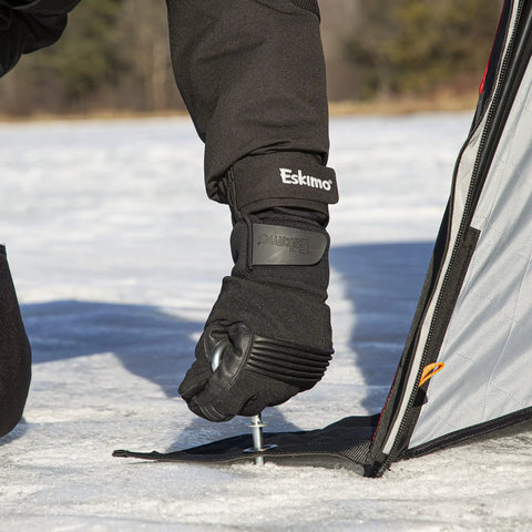 Self Tapping Ice Shelter Anchors Stainless Steel Screw In Two Pack used on ice to secure shelter with easy grip handle.