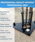 Smooth Operator Hammer Drill Guide For Pool Fences With Pro Level Bubble Indicator on concrete surface for precise drilling.