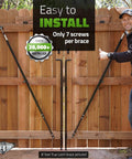 Telescopic Gate Brace For Wood Privacy Fence Anti Sag Kit Adjustable From 52 To 96 Inches Black USA Made Heavy Duty Gate Support