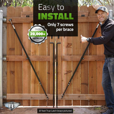 Telescopic Gate Brace For Wood Privacy Fence Anti Sag Kit Adjustable From 52 To 96 Inches Black USA Made Heavy Duty Gate Support