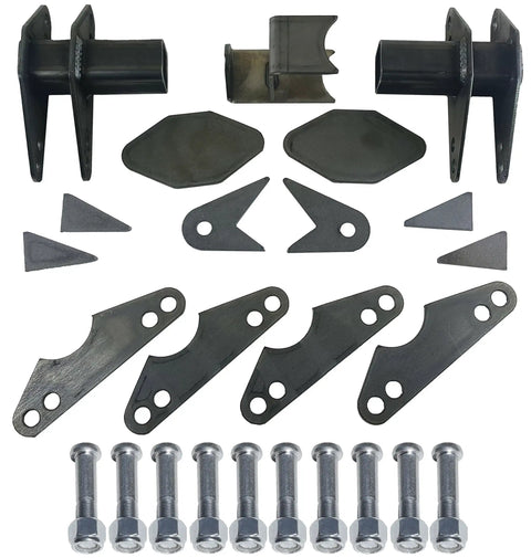 Universal Four Link Suspension Kit With Adjustable Bars And Panhard Bar For Custom Builds Ride Ready Includes Weld On Mounts 24 Inch Steel Link Bars Axle And Frame Brackets Center Link Mounts, brackets and bolts