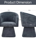 Swivel Dining Chairs Set Of 2 Upholstered Barrel Back Accent Arm Chairs In Blue For Dining Room dimensions shown